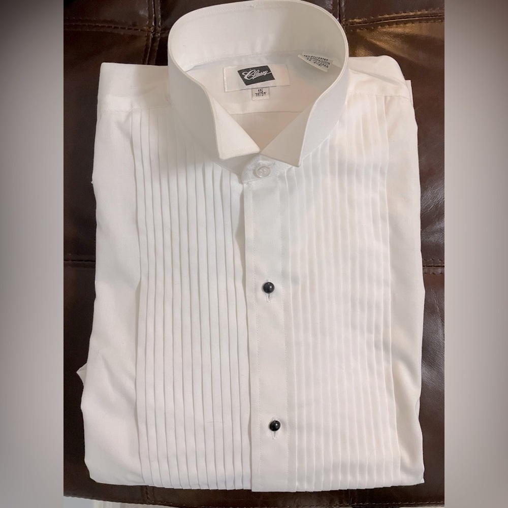 Men’s Tuxedo Shirt with Winged Collar Size 15 Korea Made